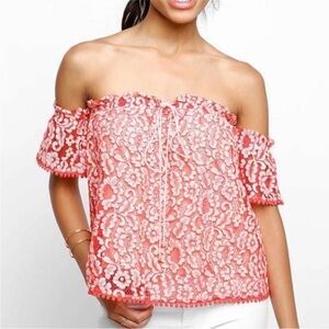 Heartloom Ilaria Off-the-Shoulder Lace Top Small